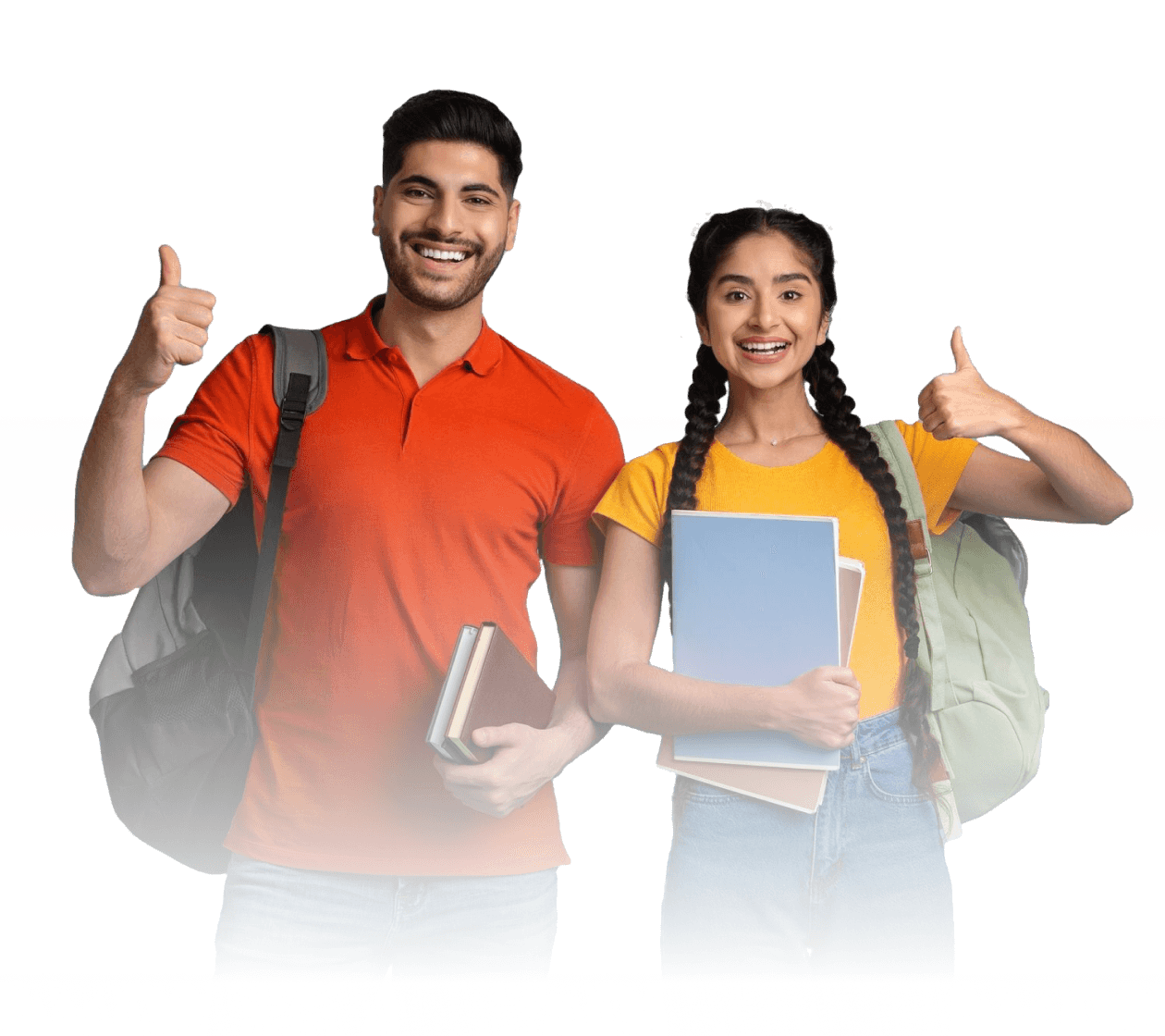 Two Combo Tutors Academy students smiling with thumbs up