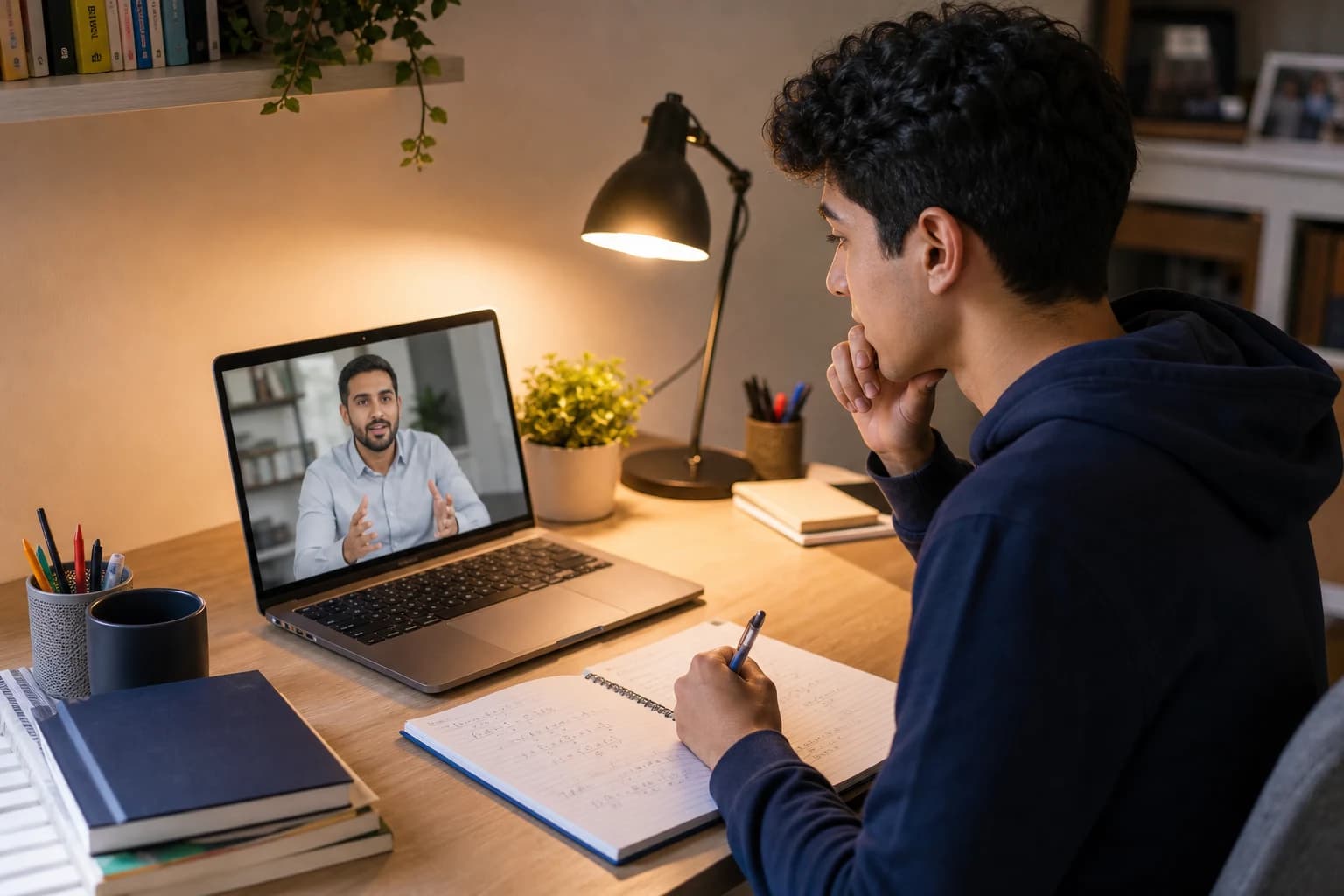 Student and tutor on video call