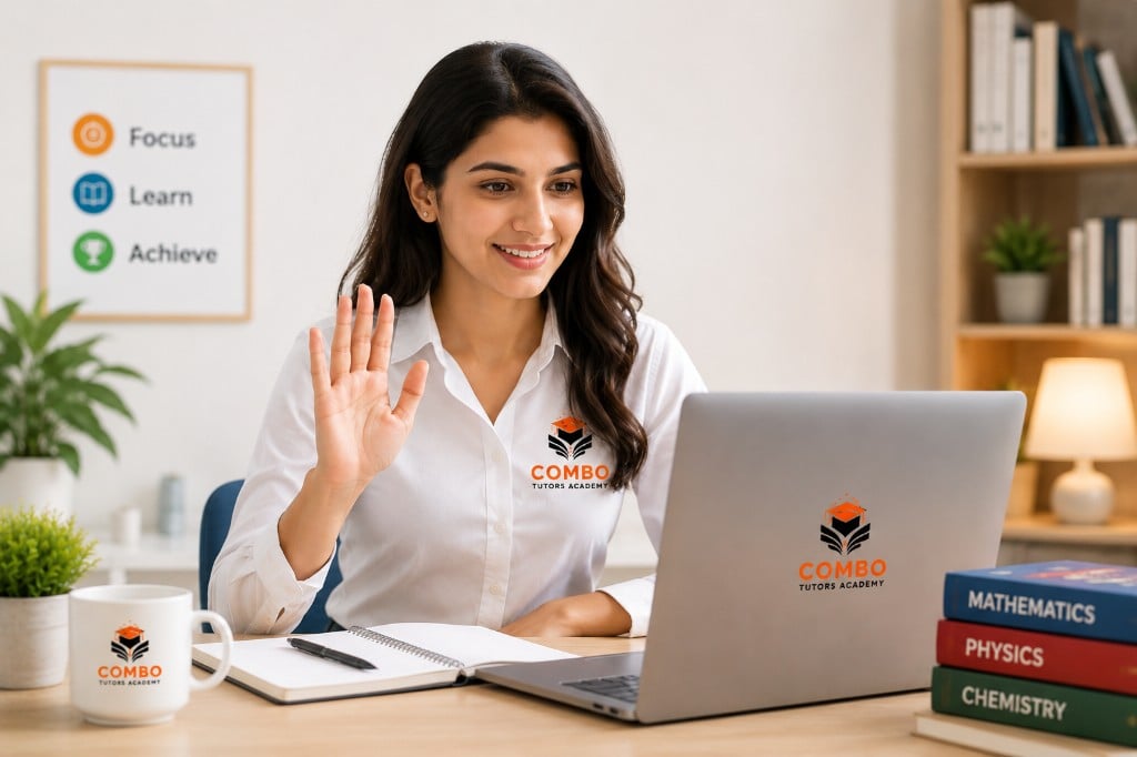 Combo Tutors Academy tutor waving during a live one-to-one lesson