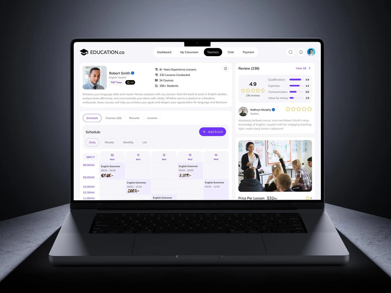 Tutor profile and scheduling platform